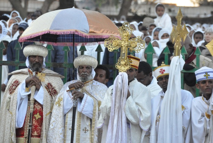 Leaders from the Eritrean Orthodox Tewahedo Church at Timkat Festival in Asmara, Eritrea.