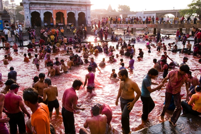 Members of the Dalit community celebrating of the festival of Holi in India.