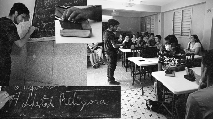Iván Daniel Calás Navarro teaching a class on freedom of religion or belief in Cuba.